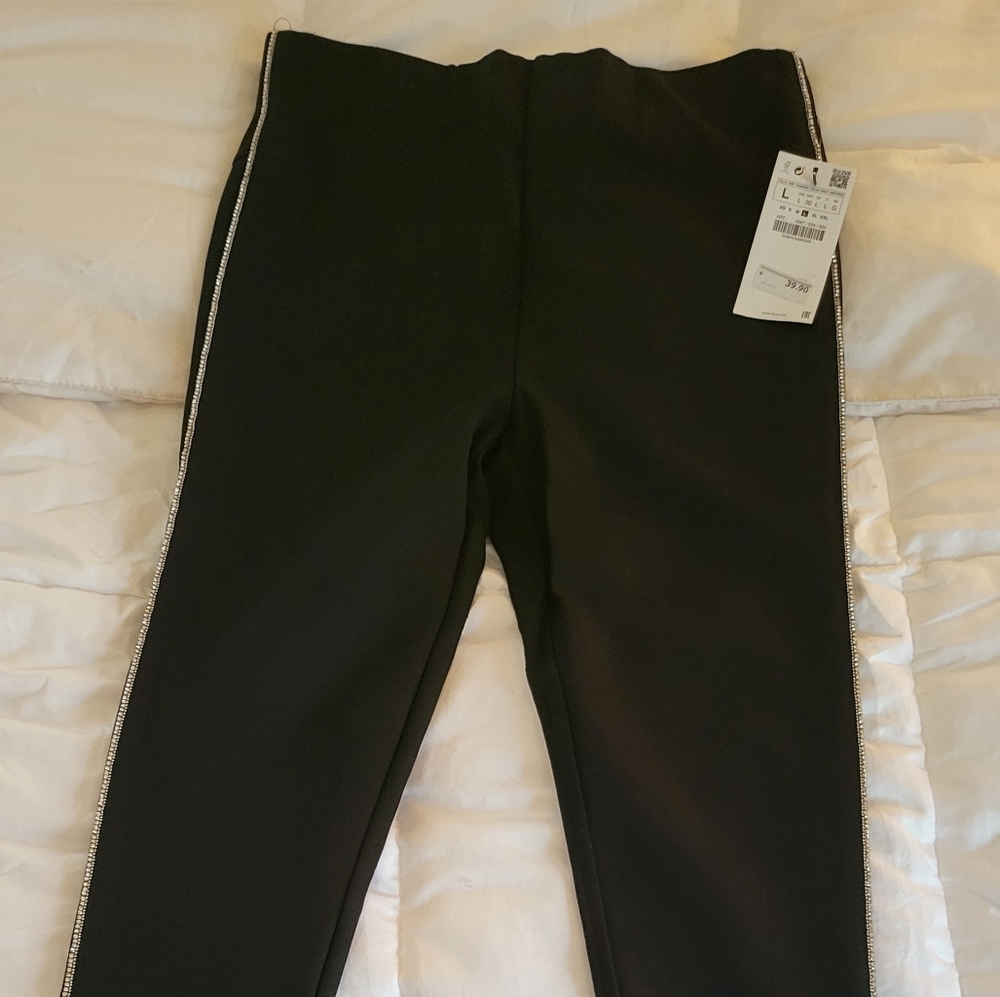 Black Women's Pants with Side Detailing